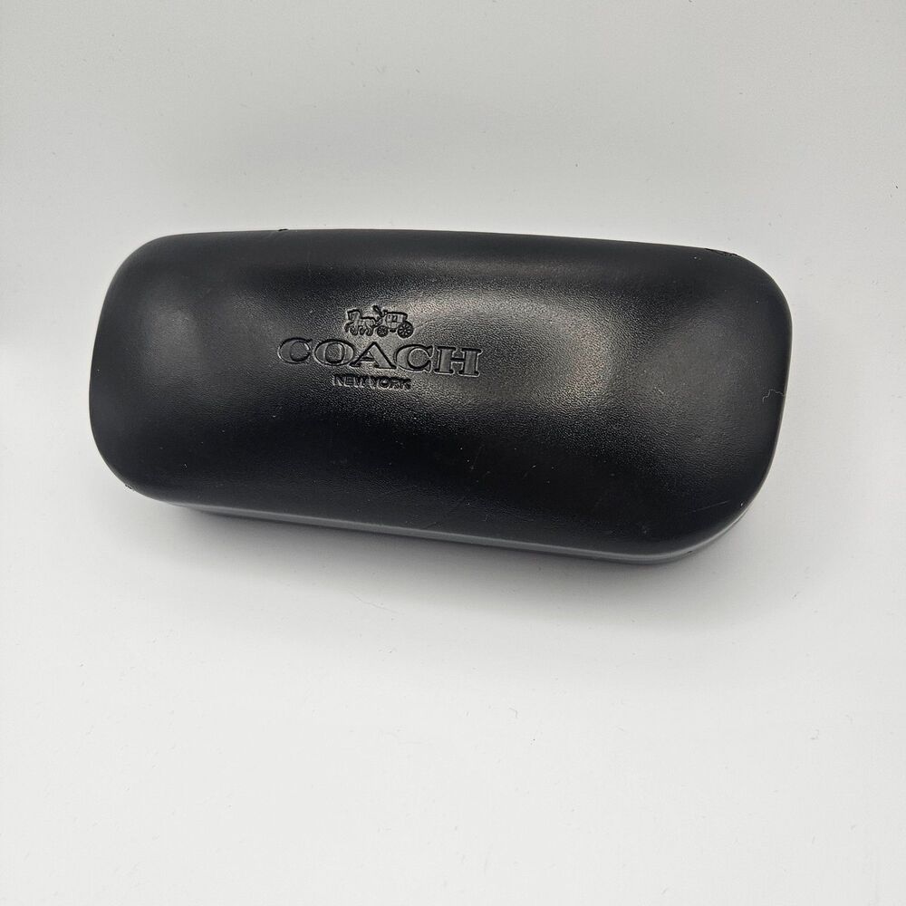 Coach Leather Sunglasses Case Black Clamshell Embossed